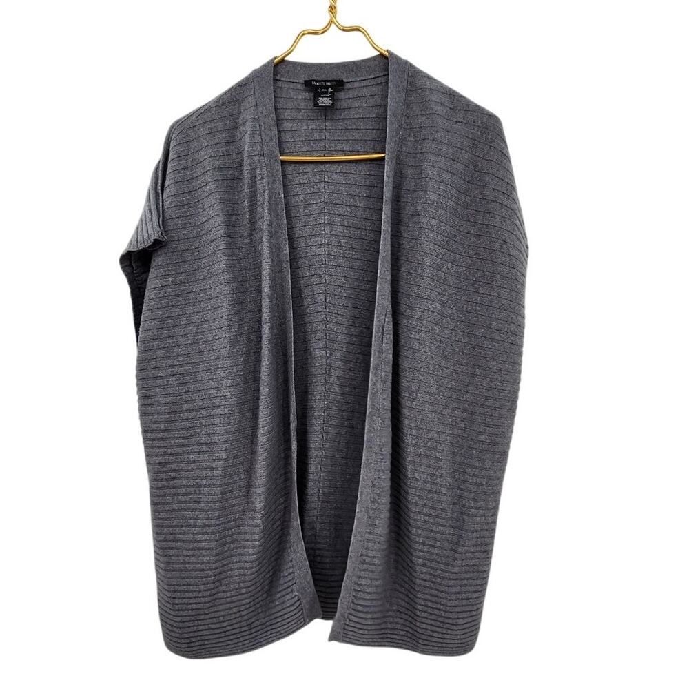 LAFAYETTE 148 Wool Cashmere Blend Shrug Ribbed Grey Medium Large - Picture 1 of 7